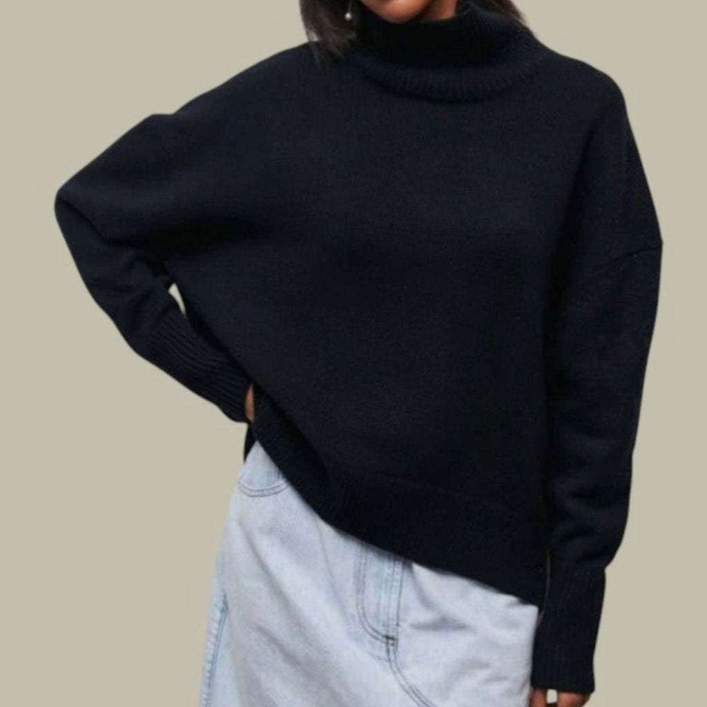 Women's Oversized Cosy Knit Polo Neck Jumper