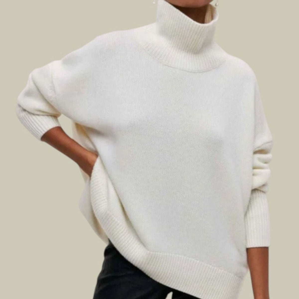 Women's Oversized Cosy Knit Polo Neck Jumper