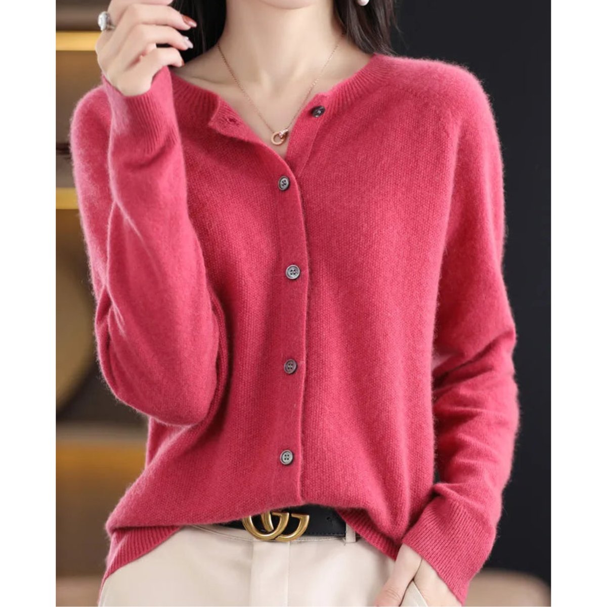 Women's Oversized Merino Button-Through Cardigan