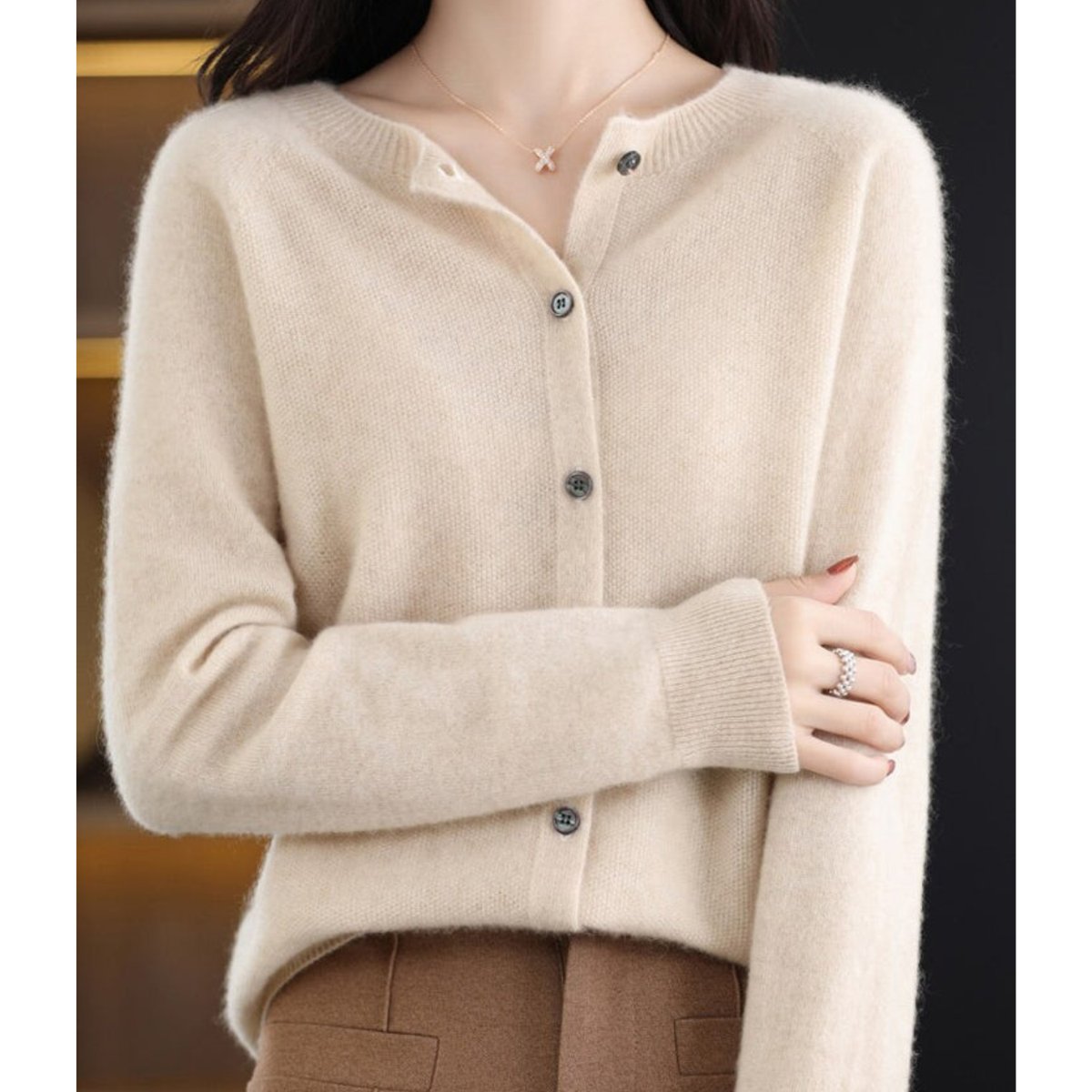 Women's Oversized Merino Button-Through Cardigan