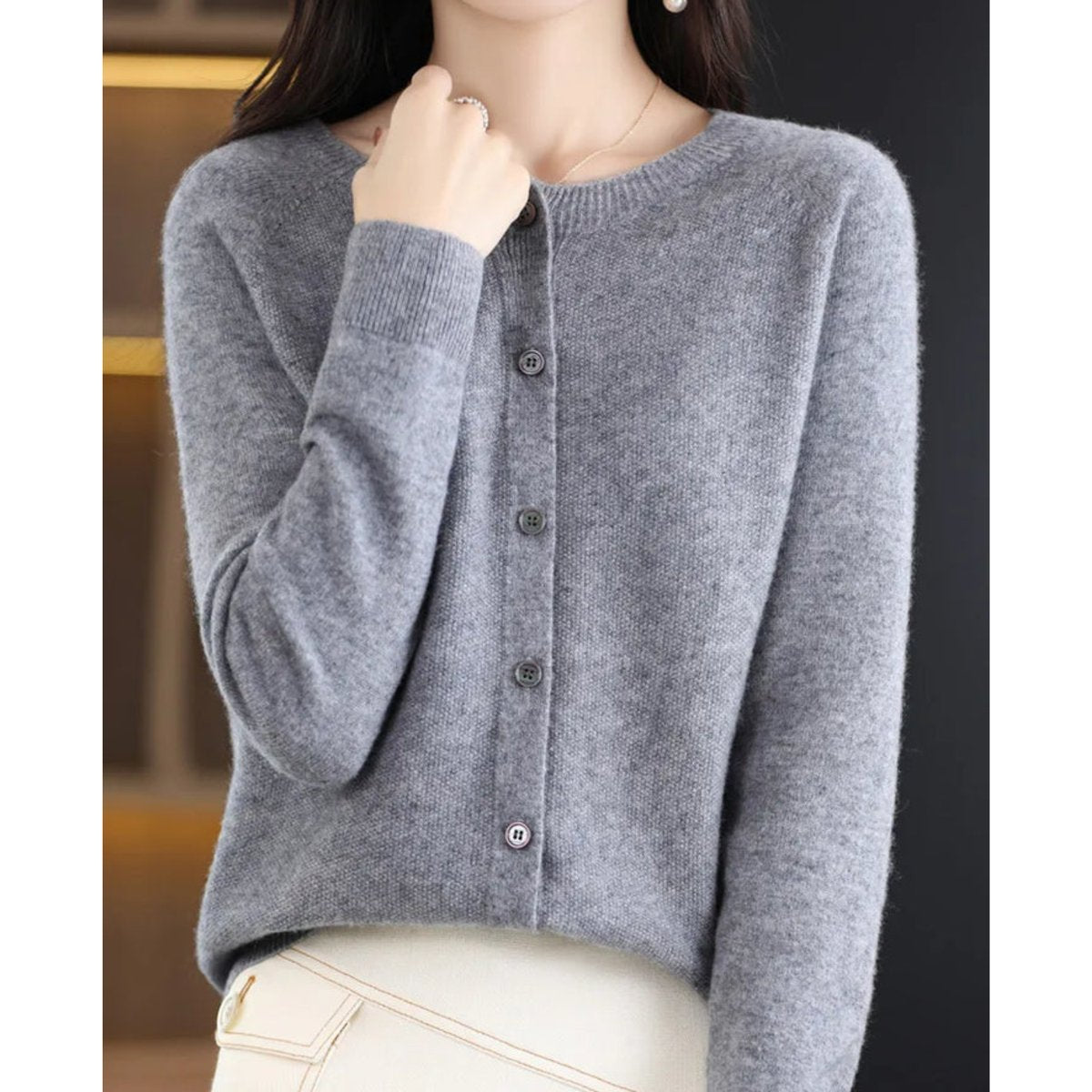 Women's Oversized Merino Button-Through Cardigan