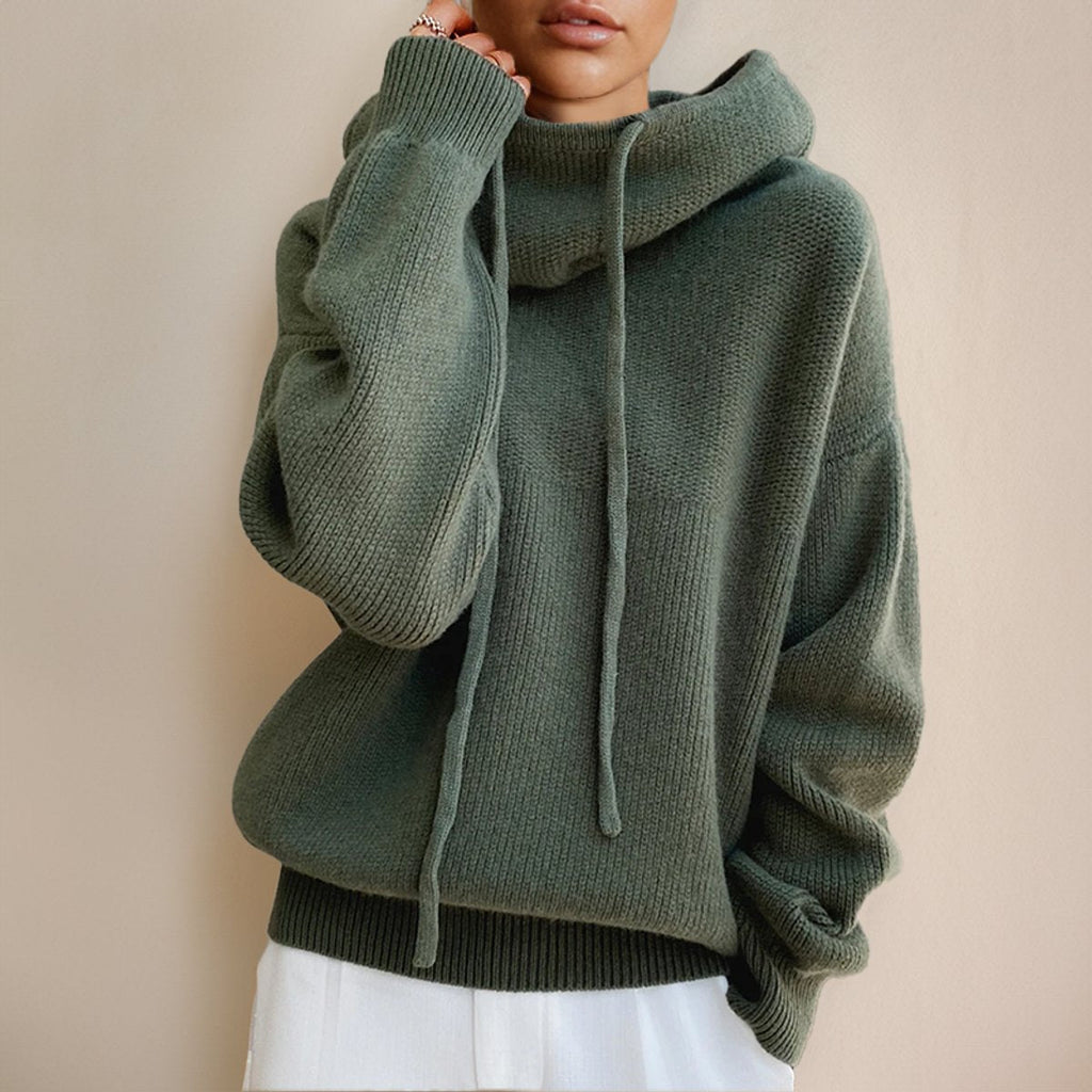 Women's Oversized Merino Hooded Polo Neck Jumper