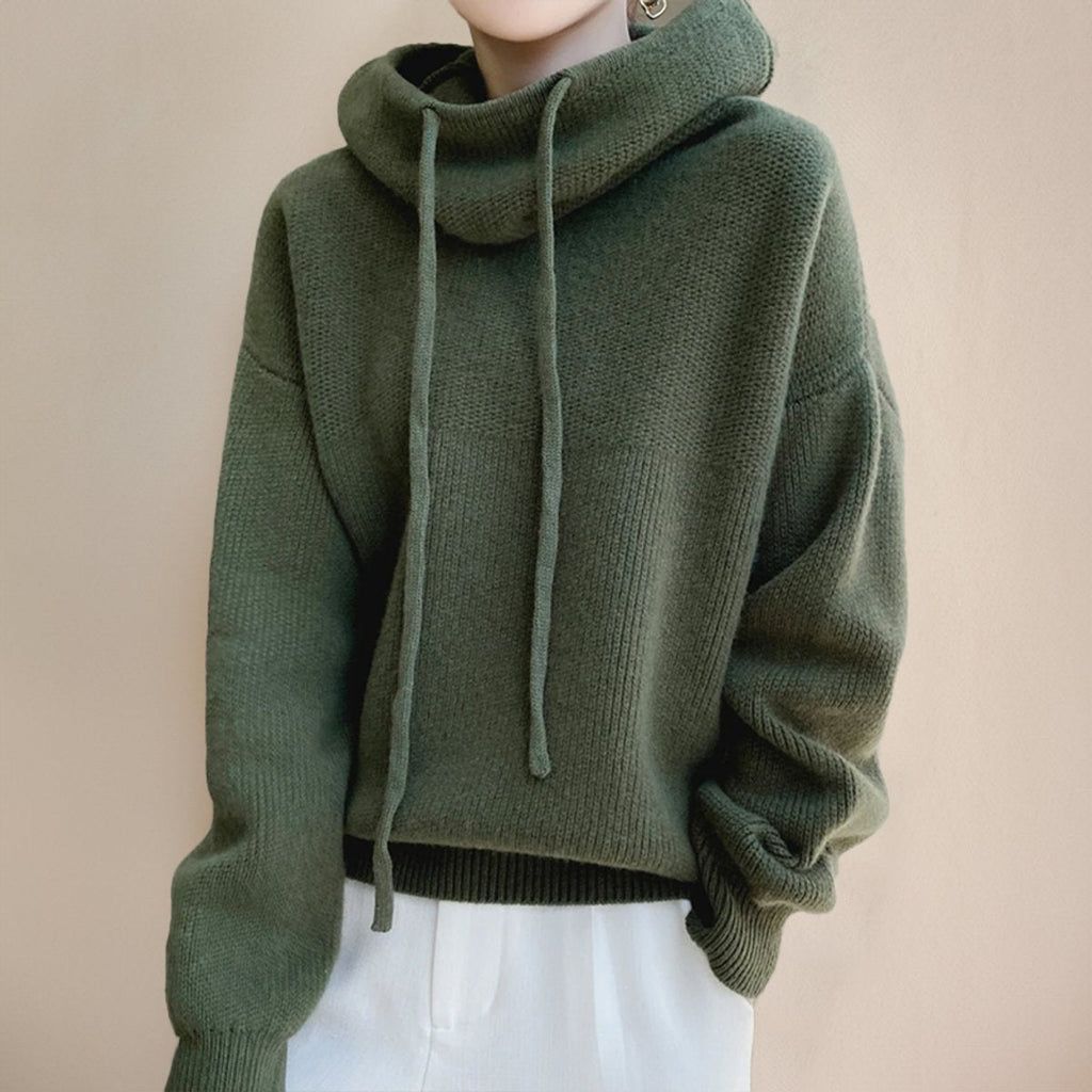 Women's Oversized Merino Hooded Polo Neck Jumper