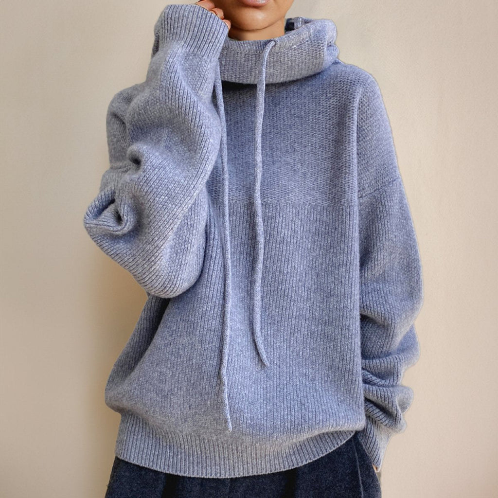 Women's Oversized Merino Hooded Polo Neck Jumper
