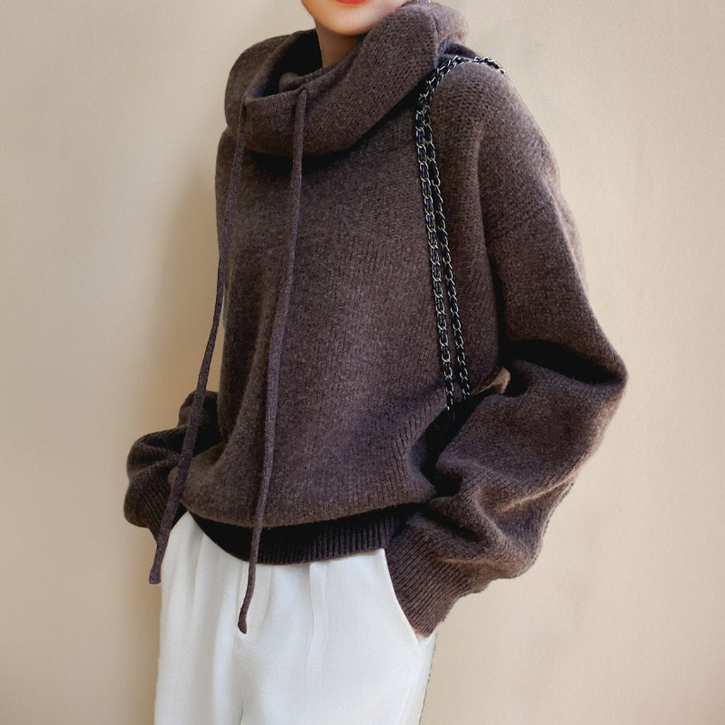 Women's Oversized Merino Hooded Polo Neck Jumper