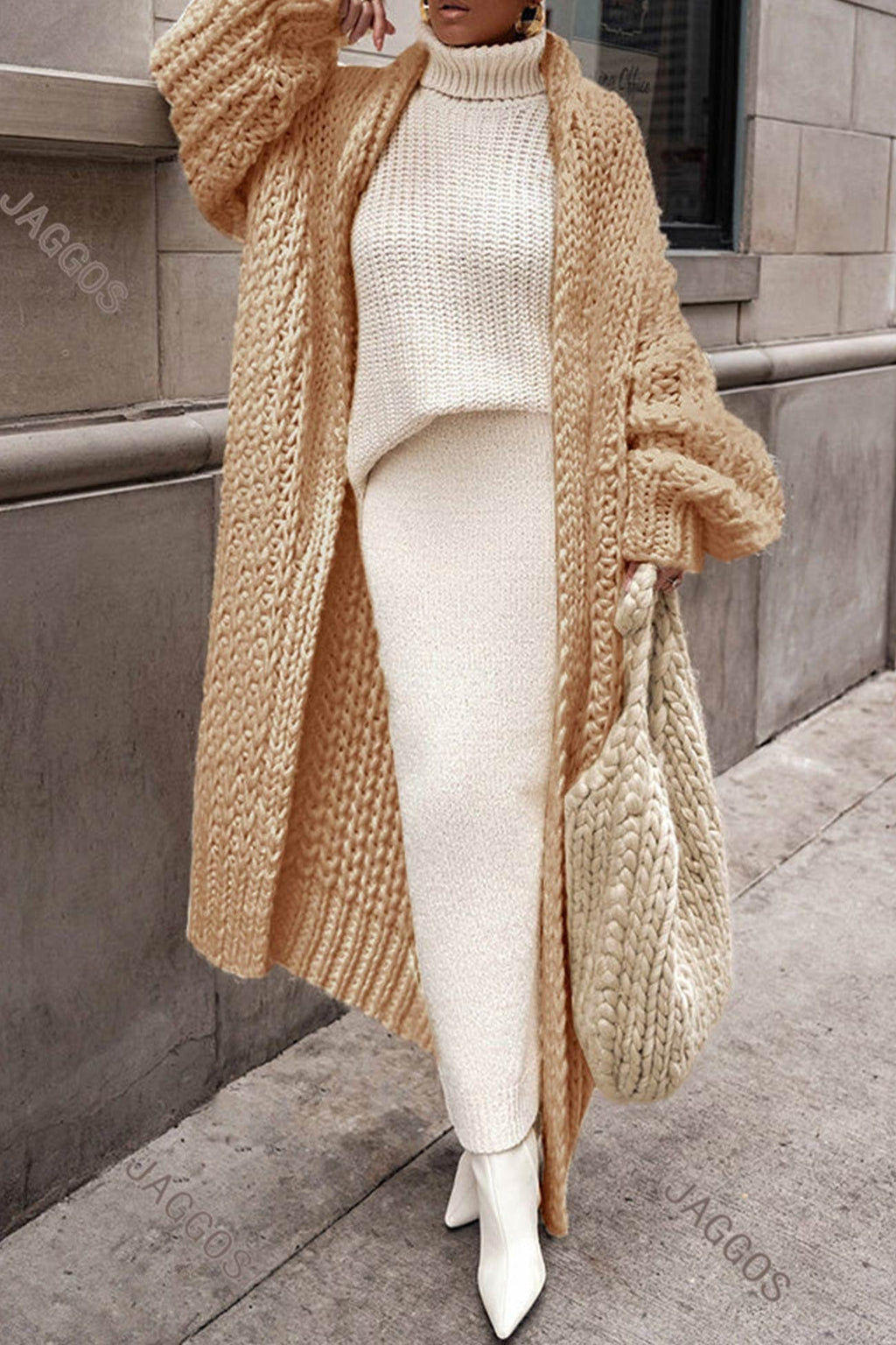 Women's Open-Front Chunky Longline Knit Cardigan