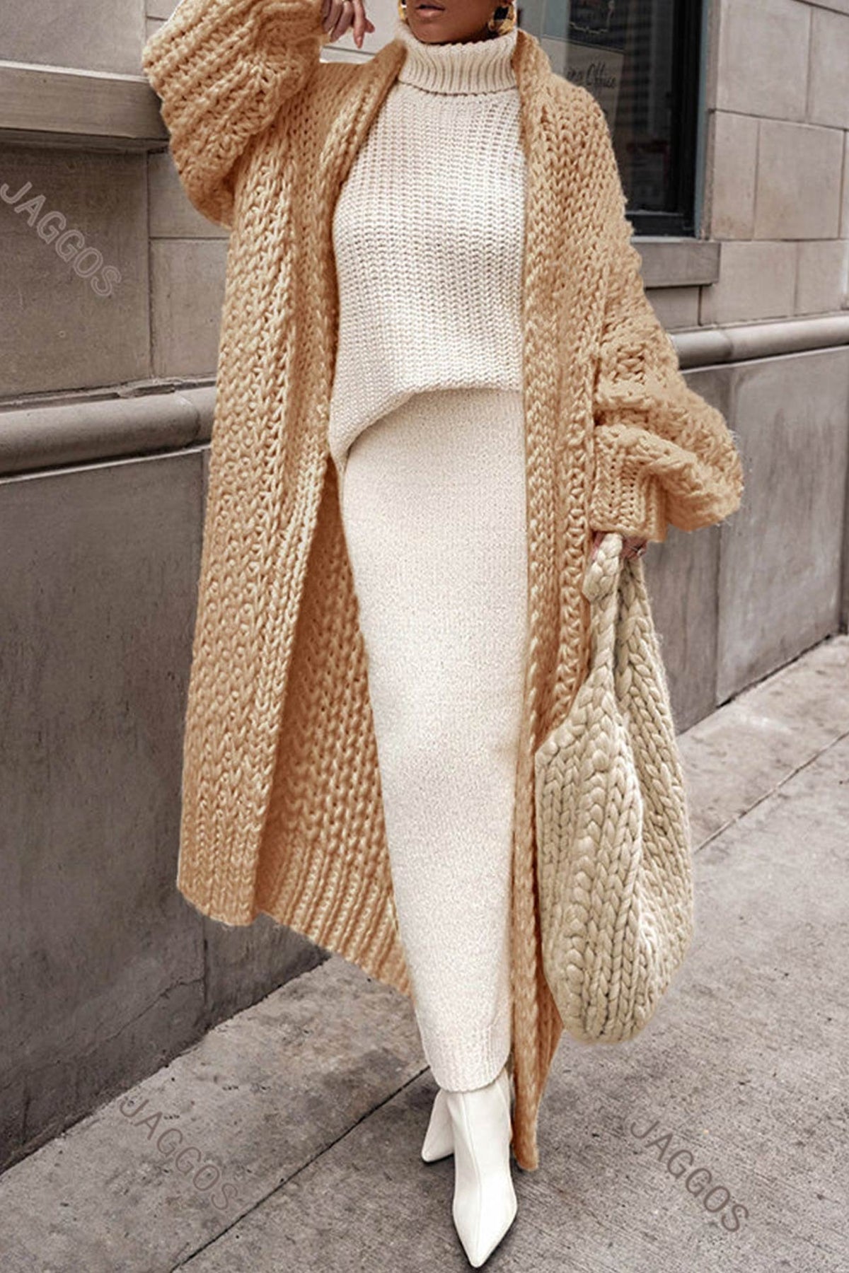 Women's Open-Front Chunky Longline Knit Cardigan