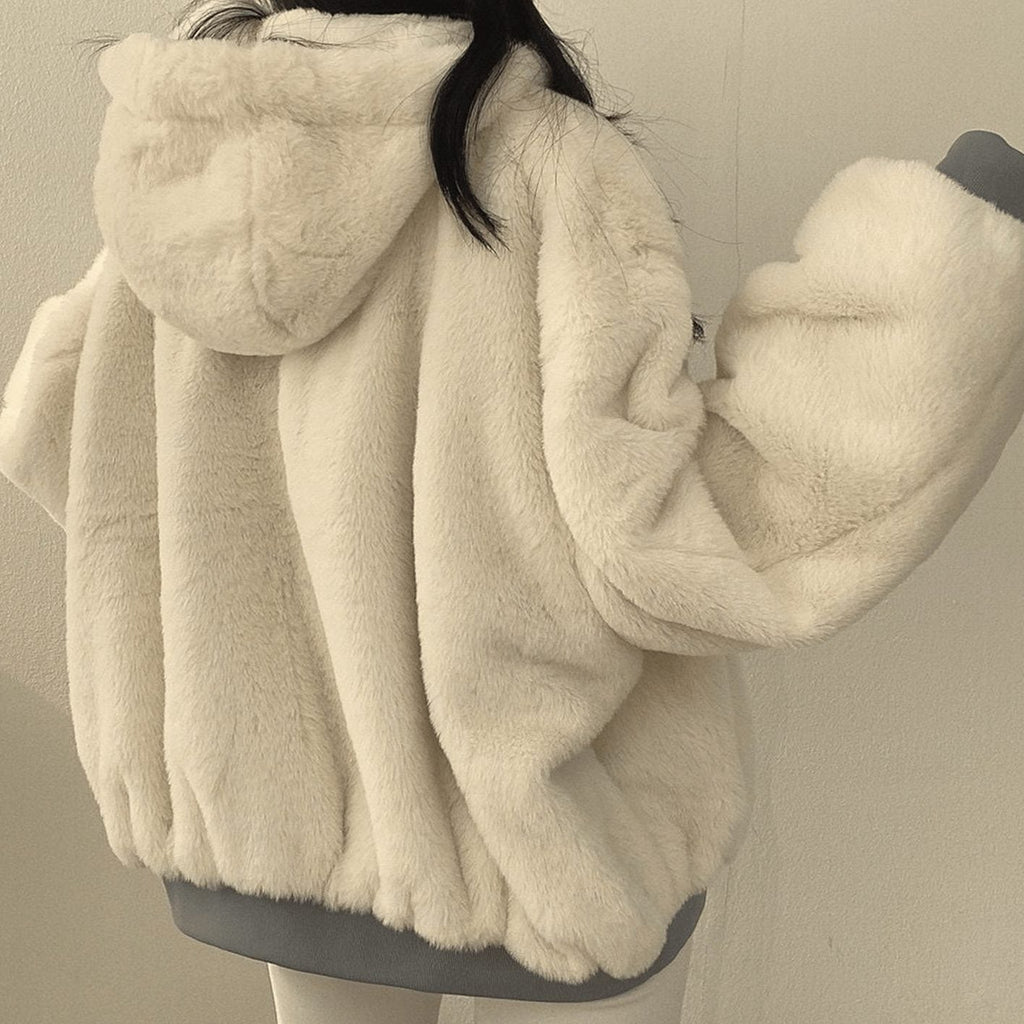 Women's Oversized Fleece-Lined Zip-Through Winter Coat