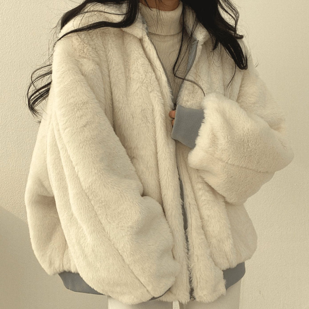 Women's Oversized Fleece-Lined Zip-Through Winter Coat
