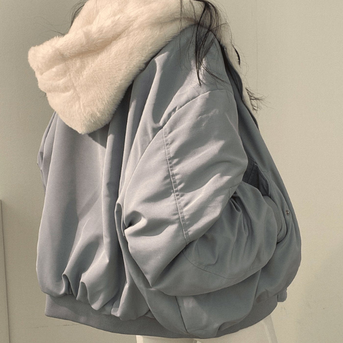 Women's Oversized Fleece-Lined Zip-Through Winter Coat