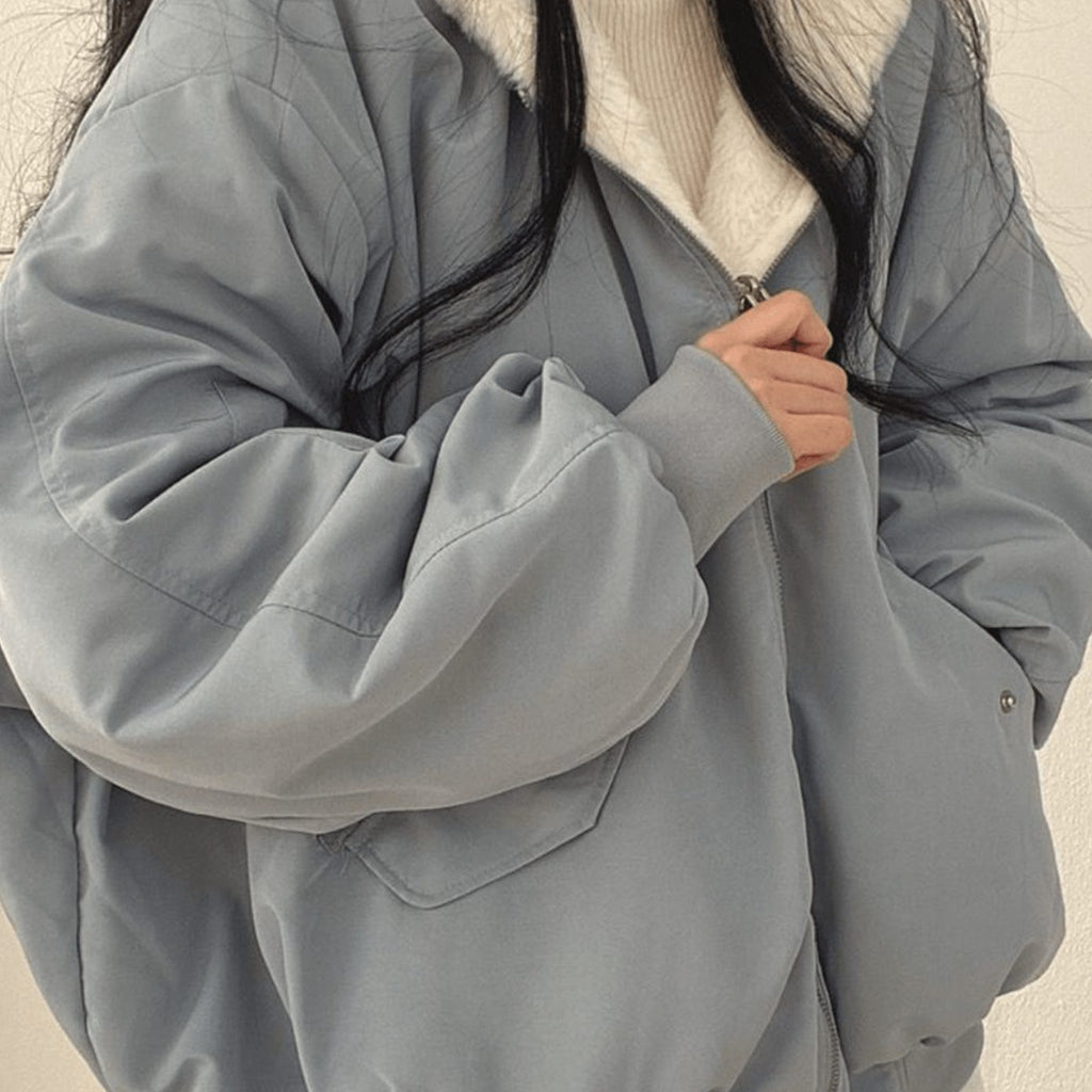 Women's Oversized Fleece-Lined Zip-Through Winter Coat