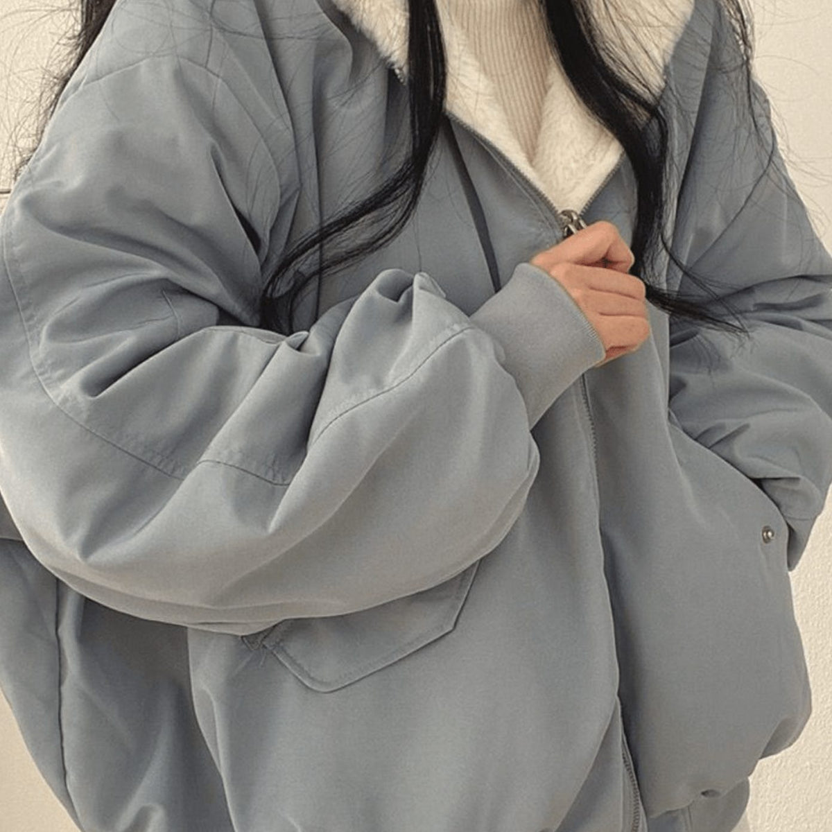 Women's Oversized Fleece-Lined Zip-Through Winter Coat