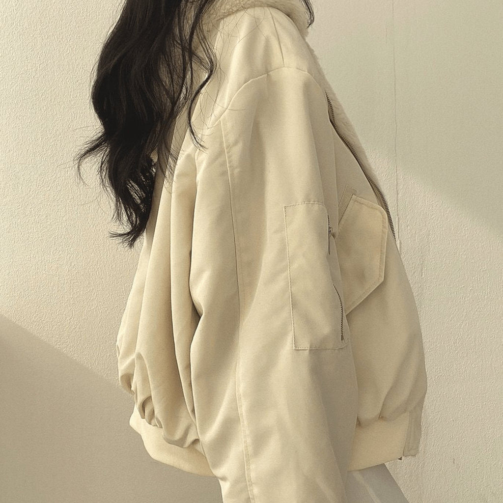 Women's Oversized Fleece-Lined Zip-Through Winter Coat
