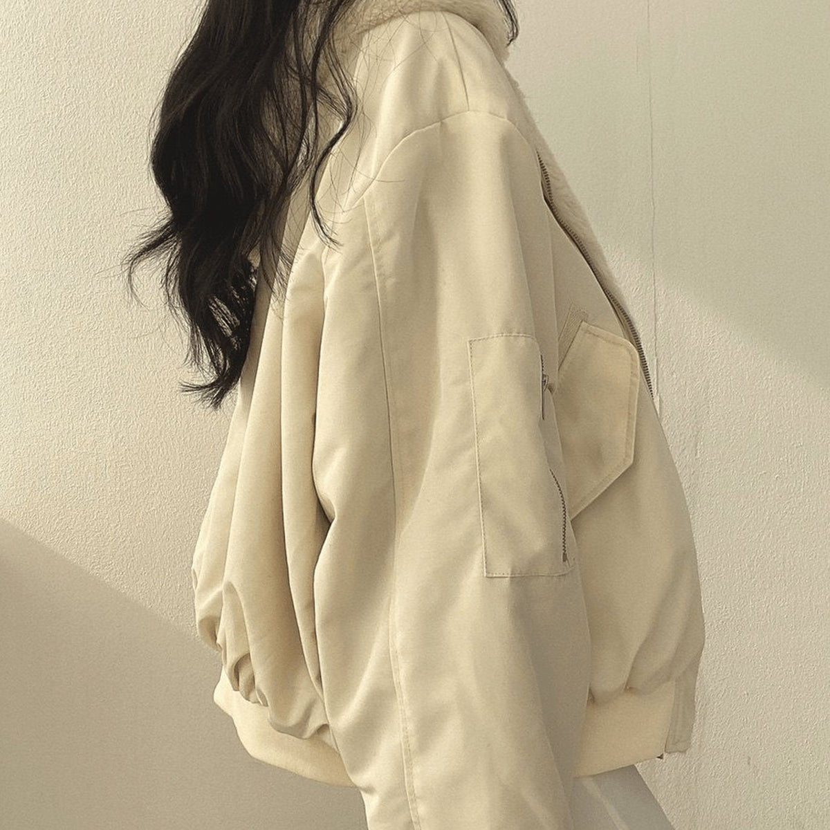 Women's Oversized Fleece-Lined Zip-Through Winter Coat