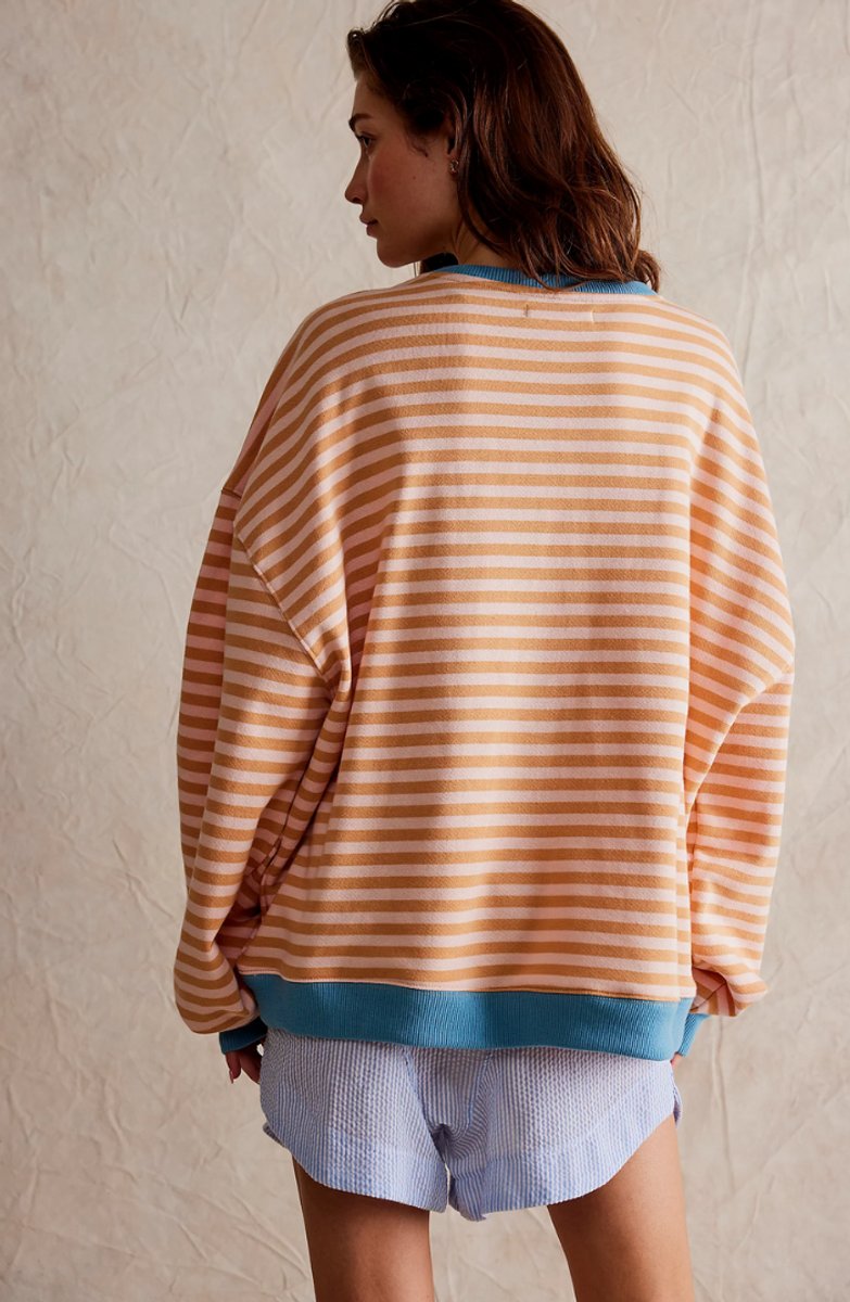 Women's Long-Sleeve Striped Oversized Pullover