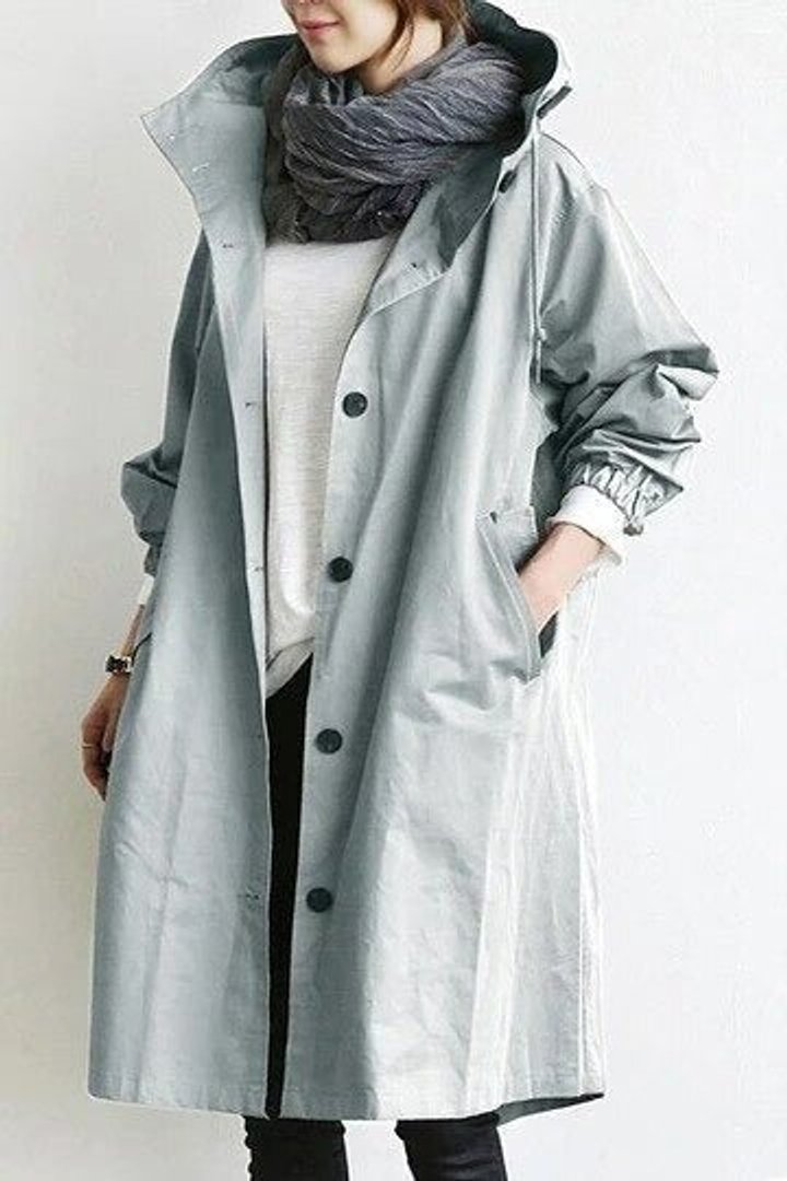 Women's Button-Front Oversized Showerproof Trench