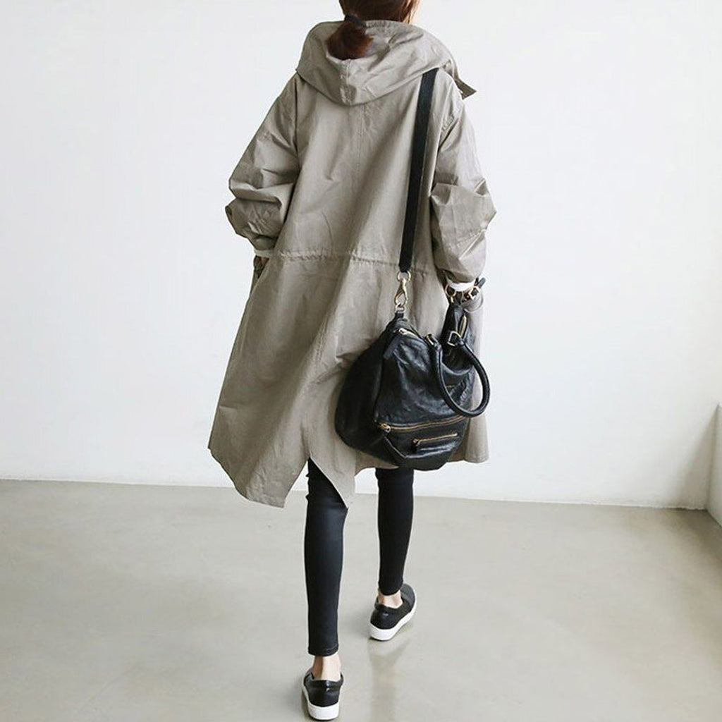 Women's Button-Front Oversized Showerproof Trench