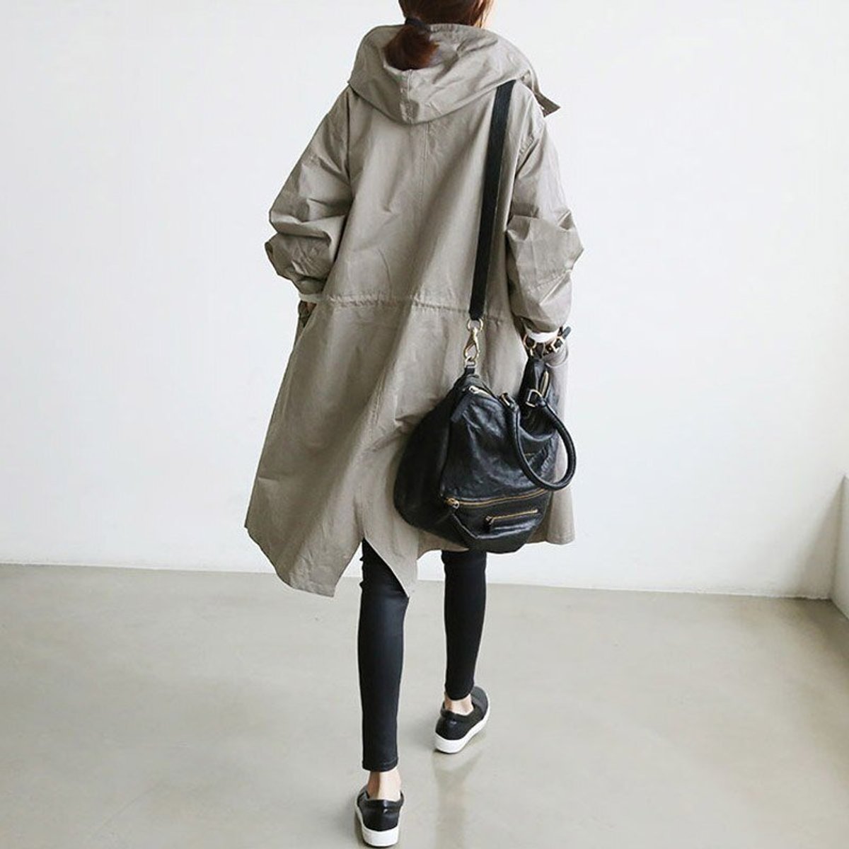 Women's Button-Front Oversized Showerproof Trench