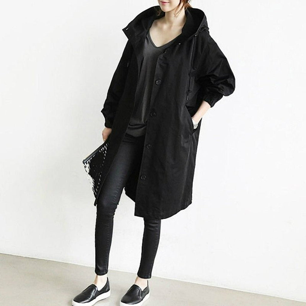 Women's Button-Front Oversized Showerproof Trench