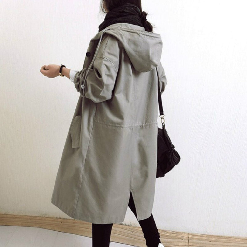 Women's Button-Front Oversized Showerproof Trench
