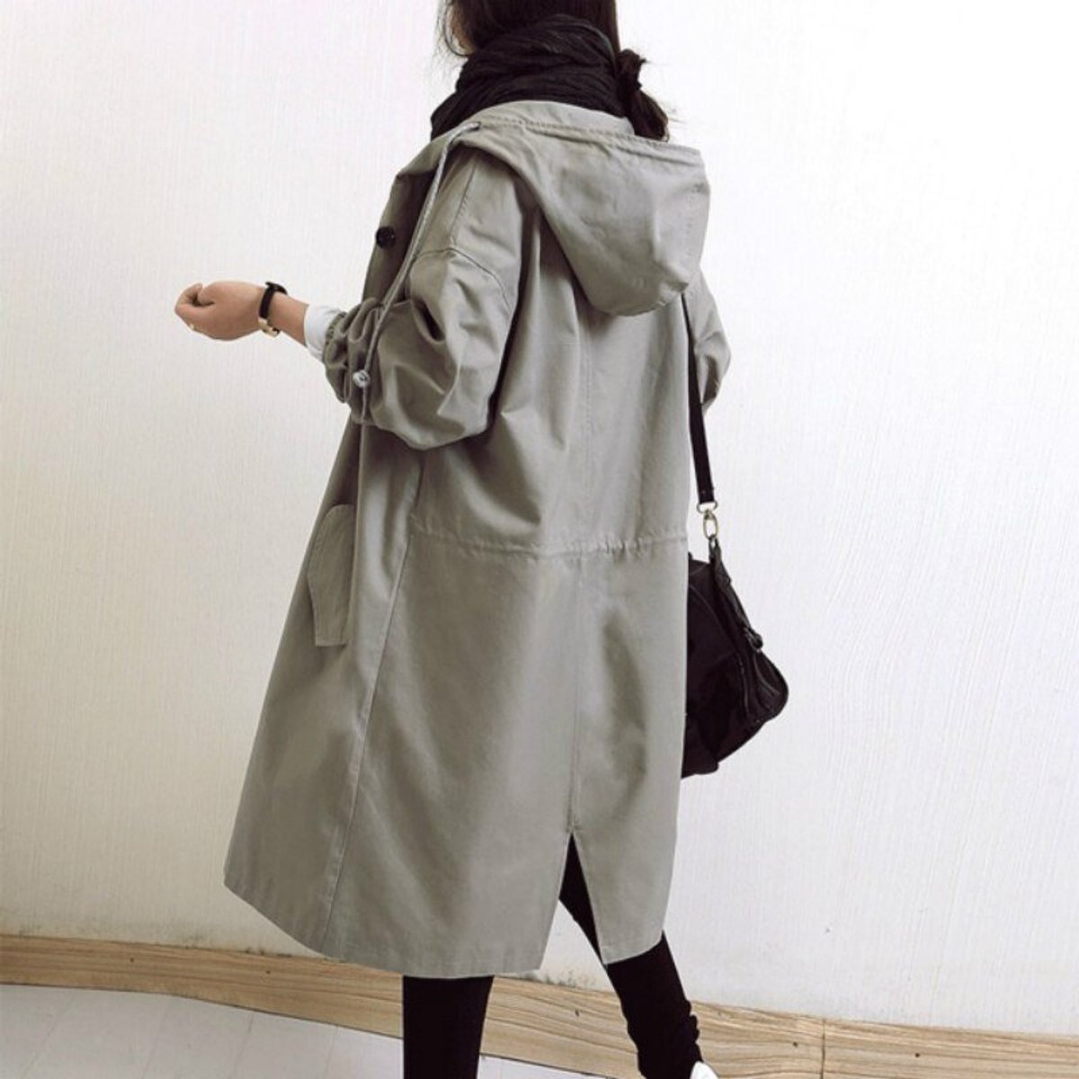 Women's Button-Front Oversized Showerproof Trench