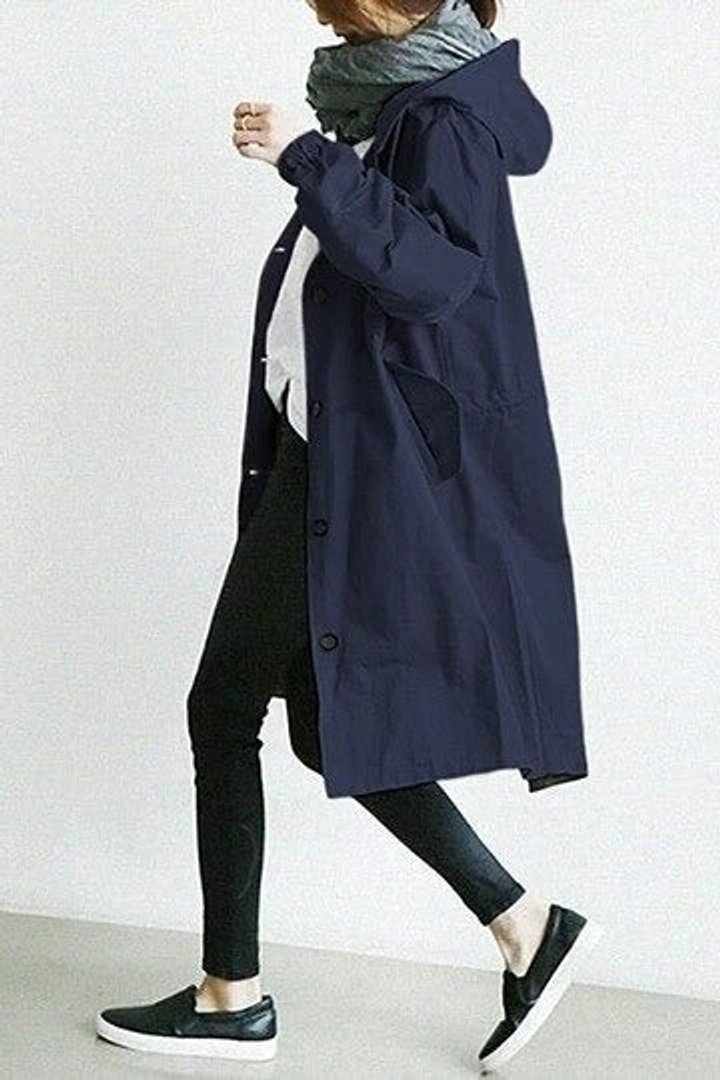 Women's Button-Front Oversized Showerproof Trench