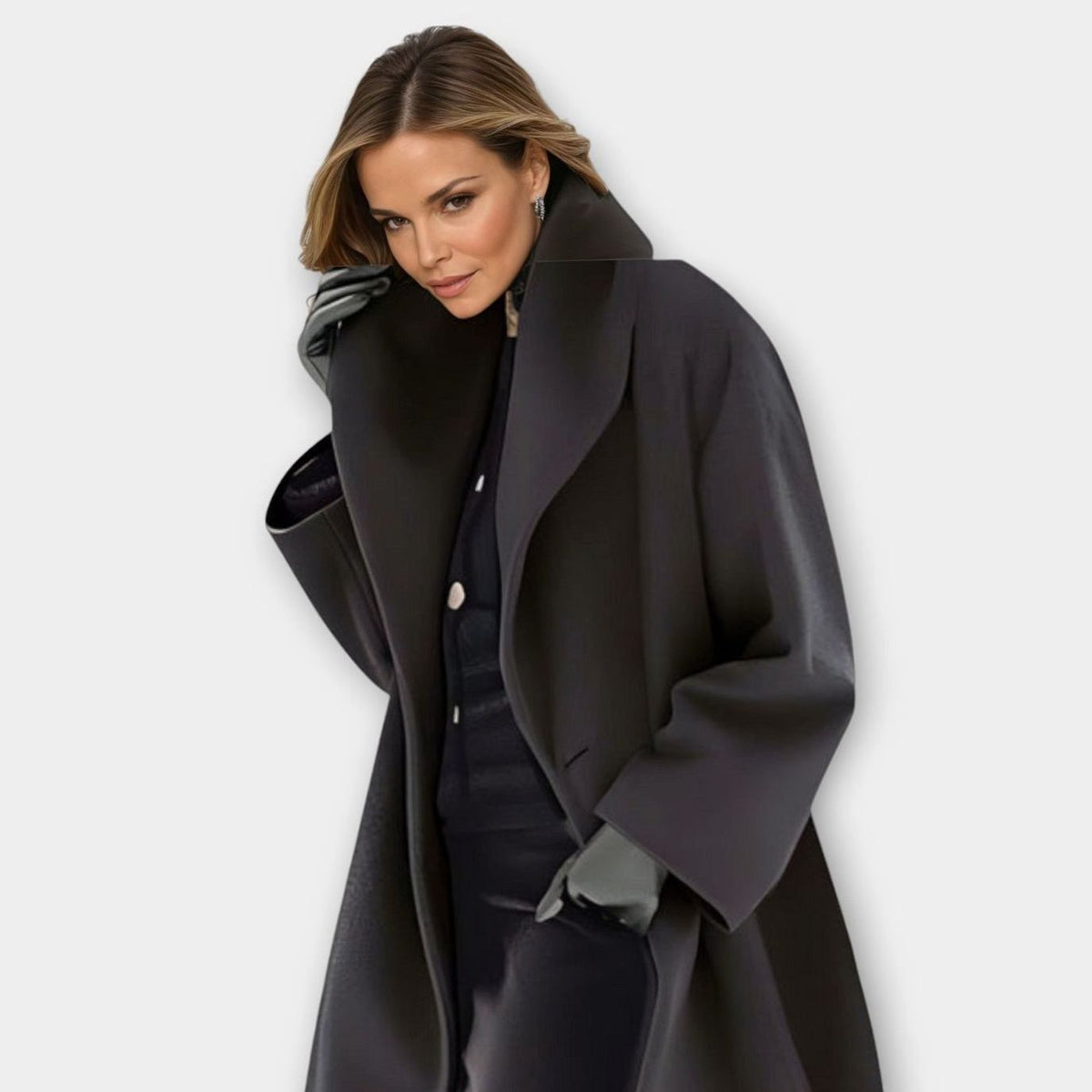 Women's Wide-Collar Oversized Longline Topcoat
