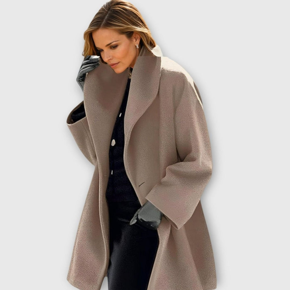 Women's Wide-Collar Oversized Longline Topcoat