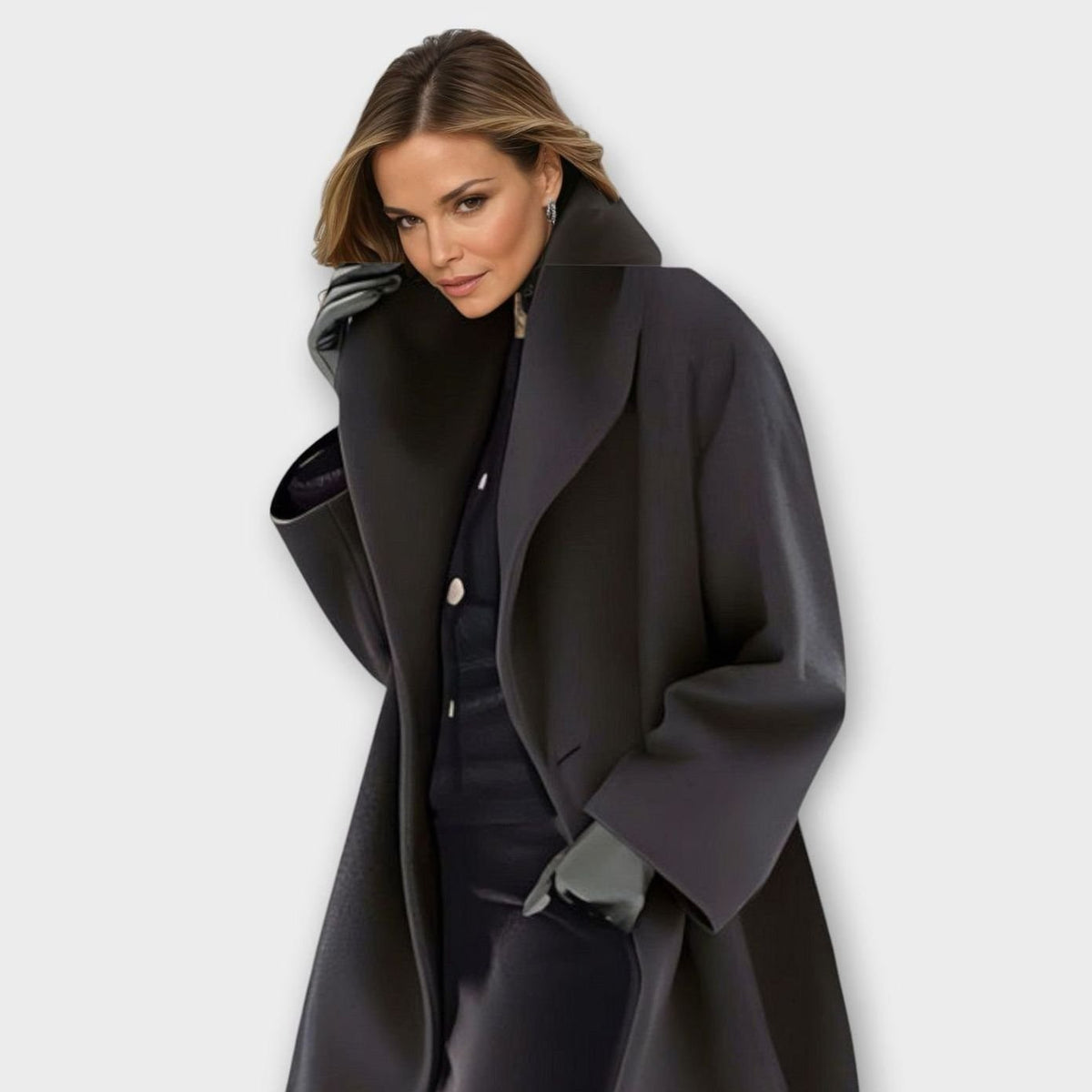 Women's Relaxed Wide-Collar Winter Topcoat