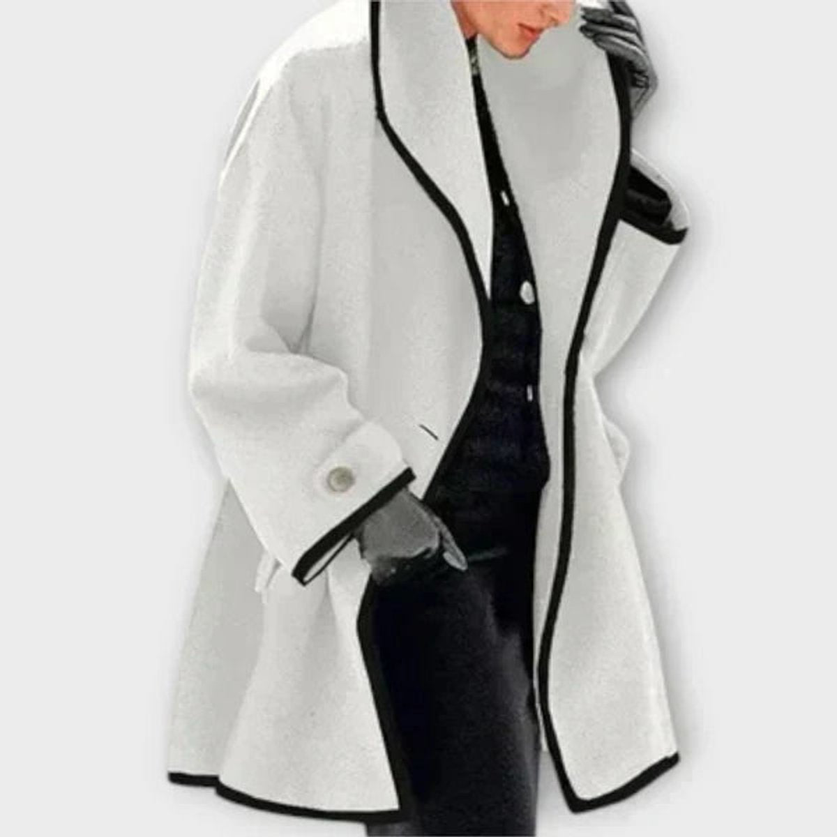 Women's Contrast-Trim Oversized Wool-Blend Swing Coat