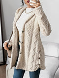 Women's Longline Plush Hooded Button-Through Cardigan