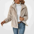 Women's Plush Fleece Zip-Through Quilted Coat