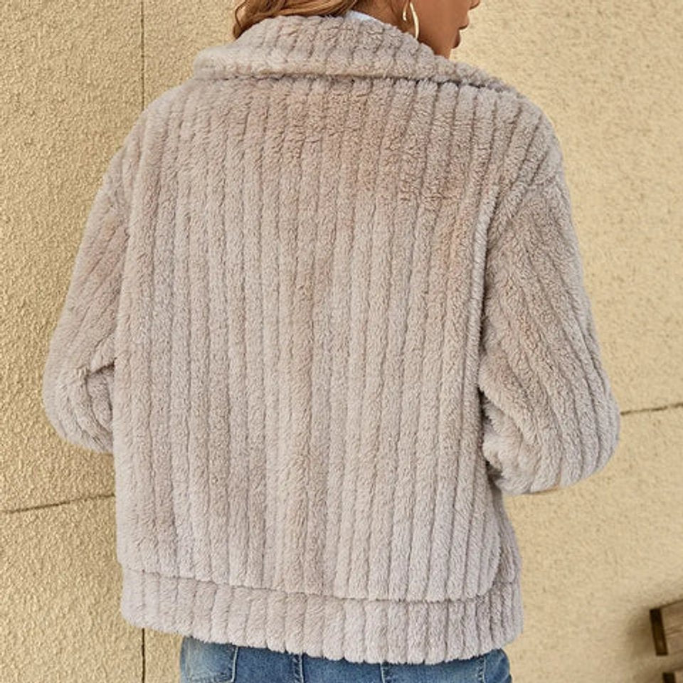 Women's Plush Fleece Zip-Through Quilted Coat