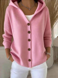 Women's Relaxed Hooded Button-Through Cardigan
