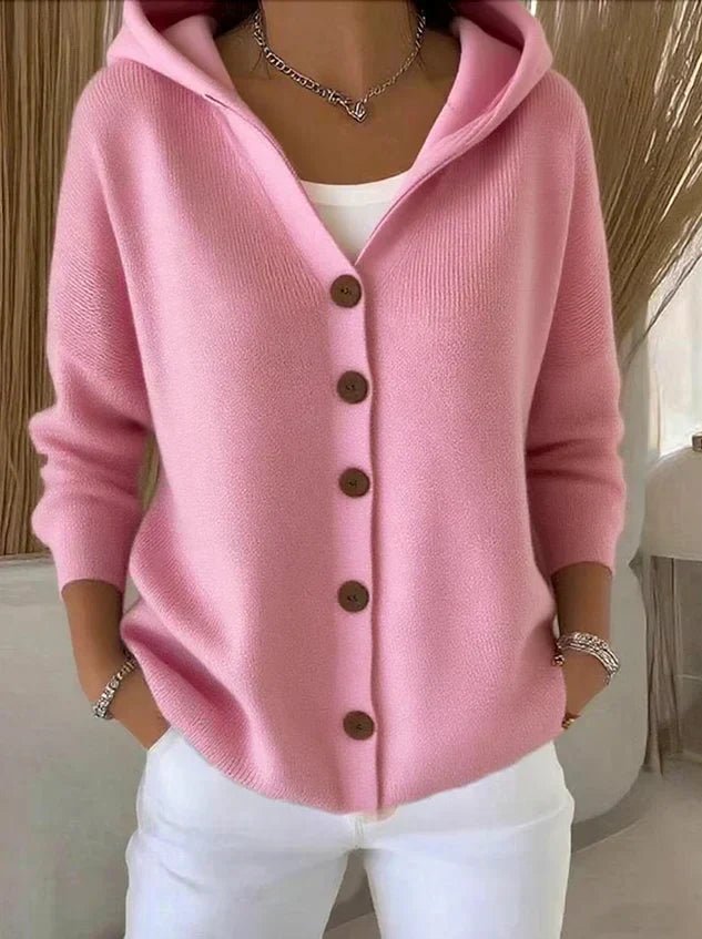 Women's Relaxed Hooded Button-Through Cardigan