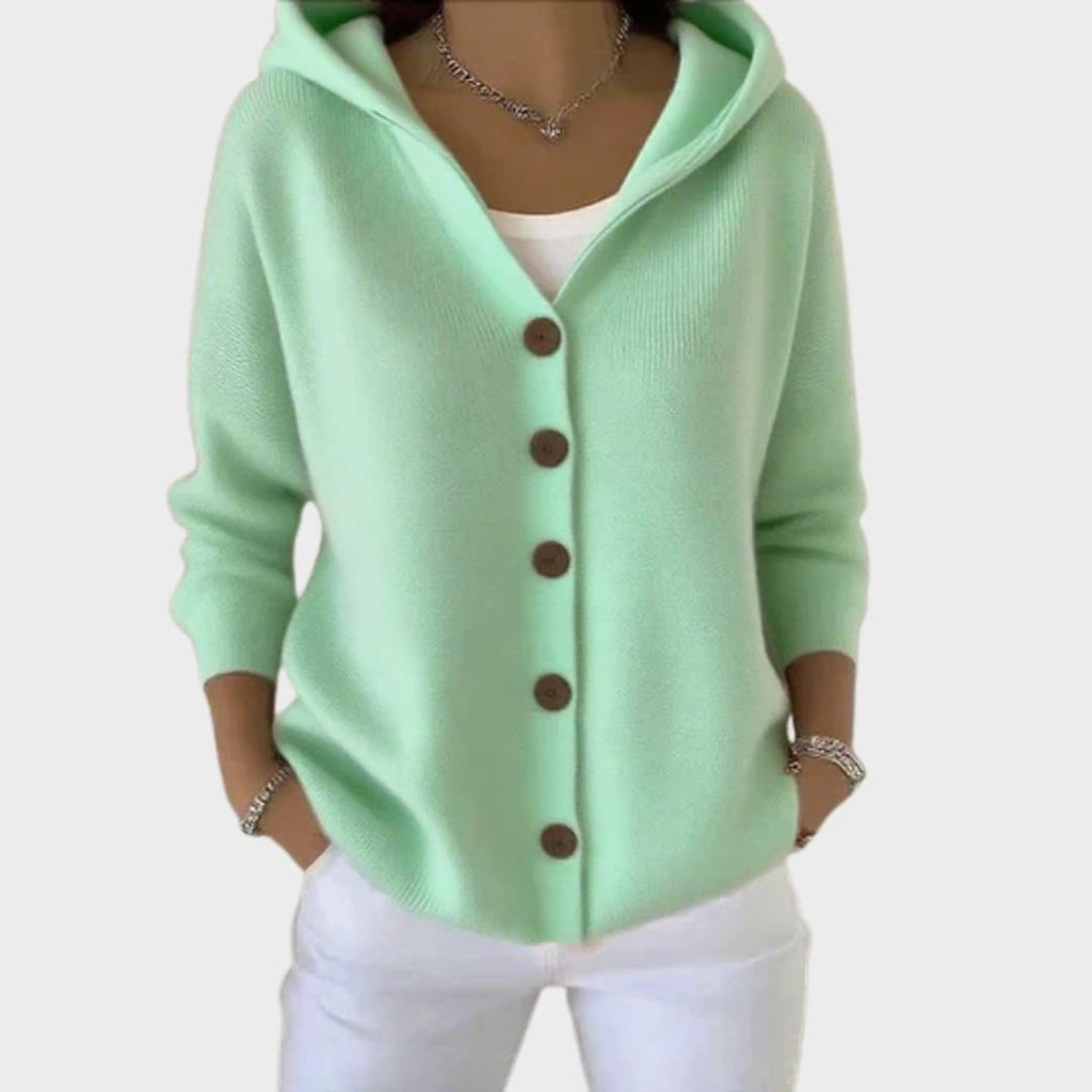 Women's Relaxed Hooded Button-Through Cardigan