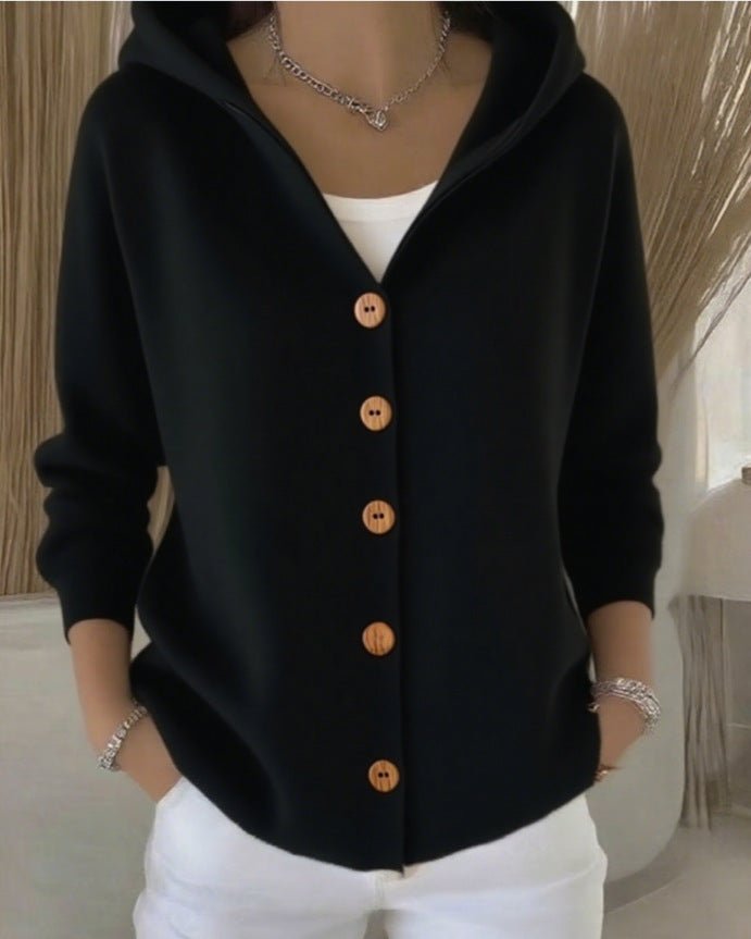 Women's Relaxed Hooded Button-Through Cardigan