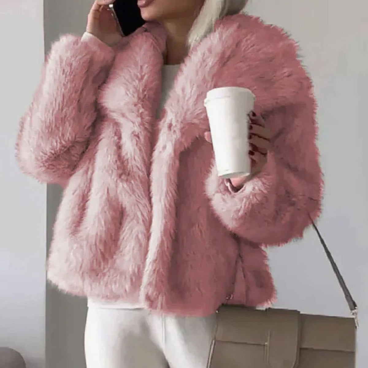 Women's Faux Fur Relaxed Edge-to-Edge Jacket