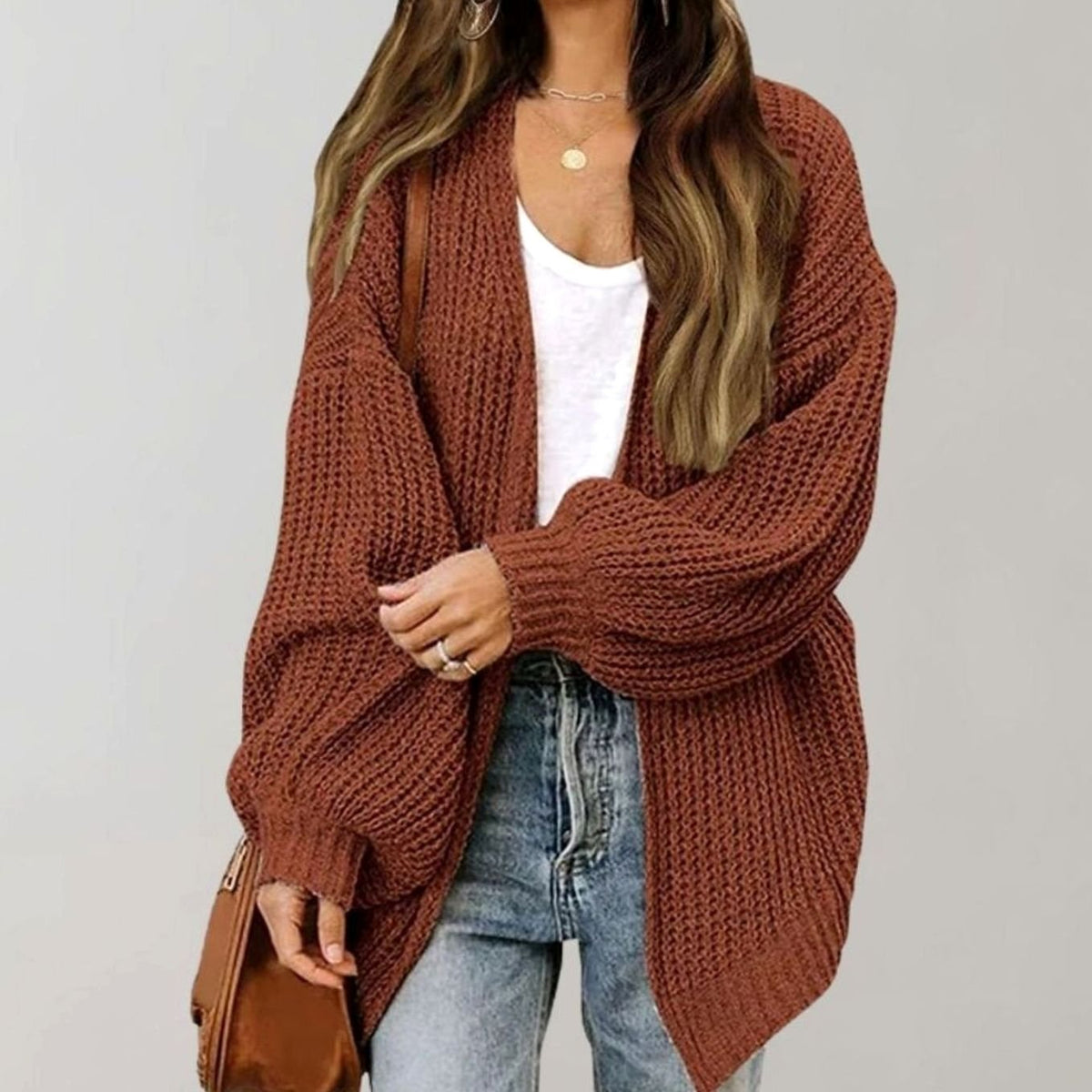 Women's Oversized Open-Front Knit Cardigan