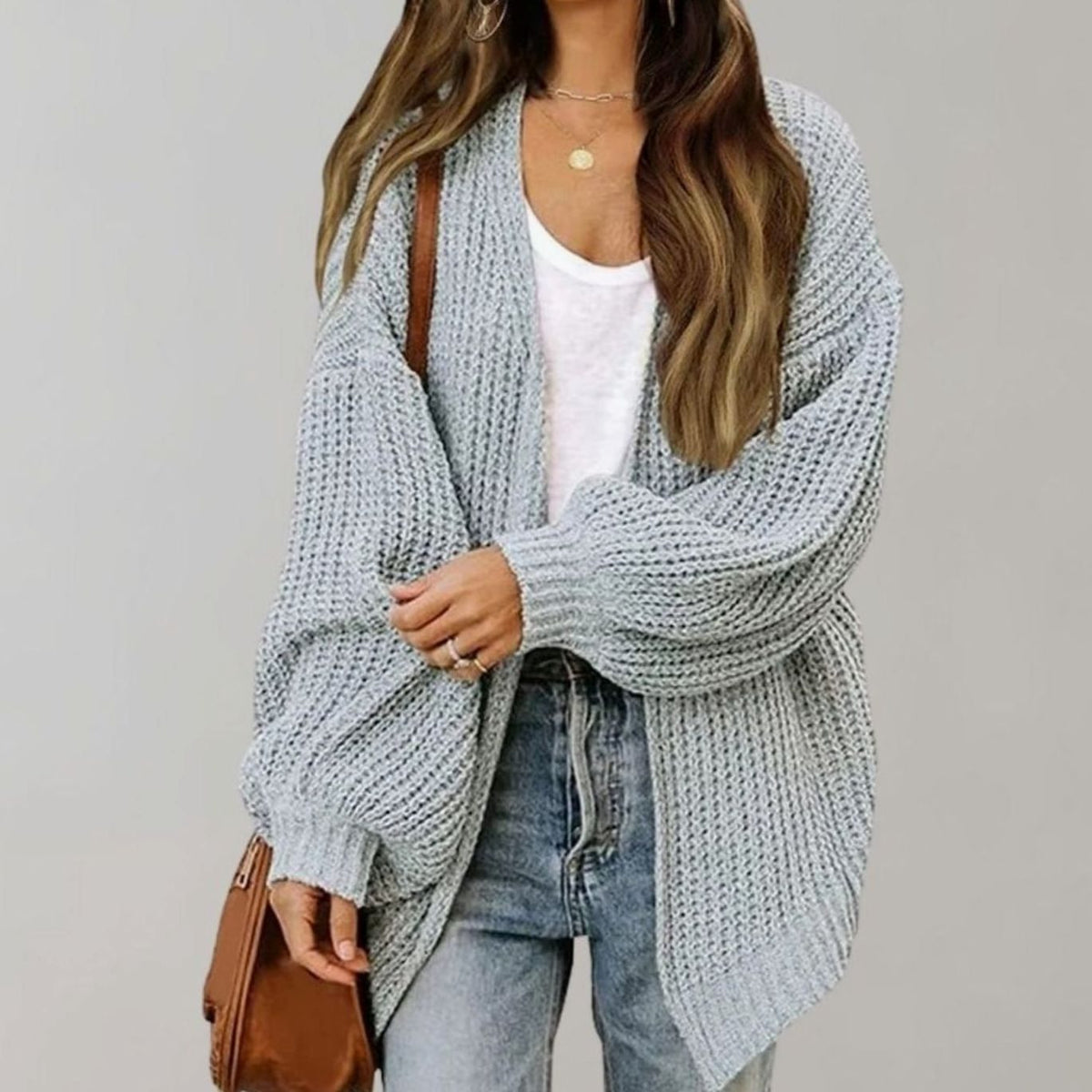 Women's Oversized Open-Front Knit Cardigan
