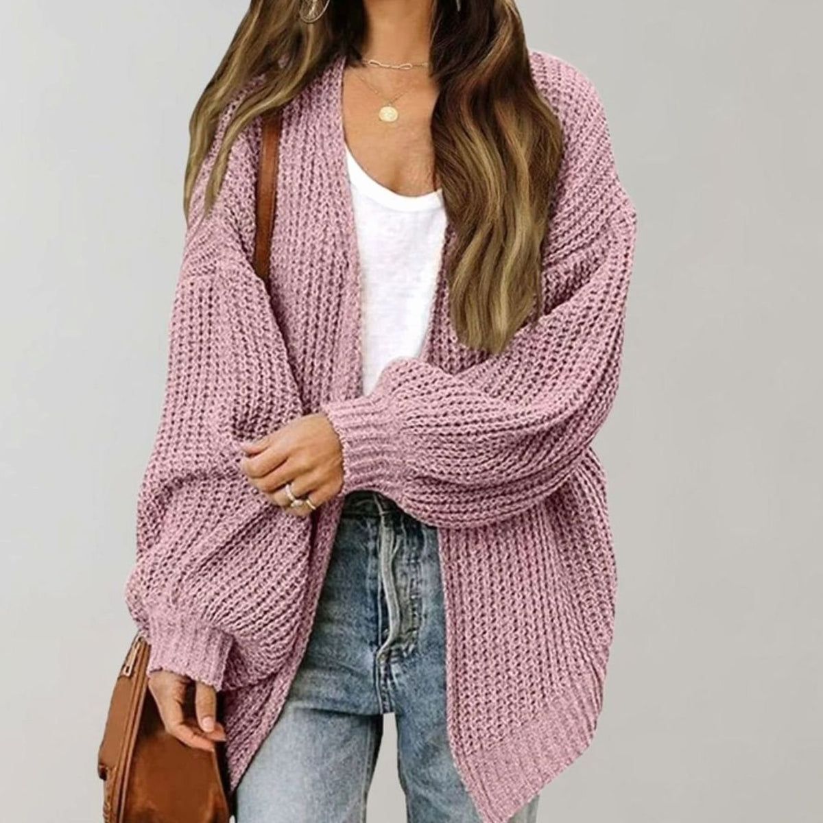 Women's Oversized Open-Front Knit Cardigan