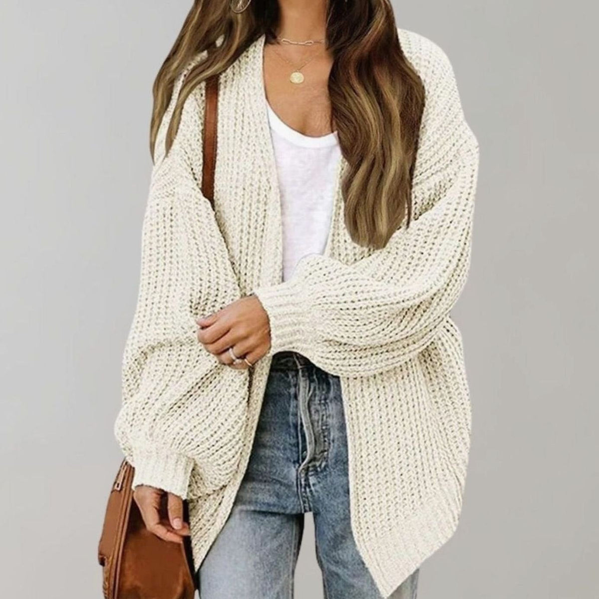 Women's Oversized Open-Front Knit Cardigan