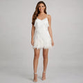 Women's Feather-Trim V-Neck Sequin Party Dress