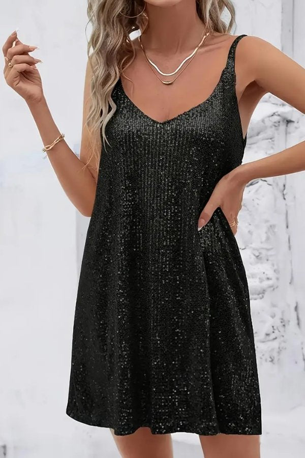 Women's Sequin Sleeveless Evening Mini Dress