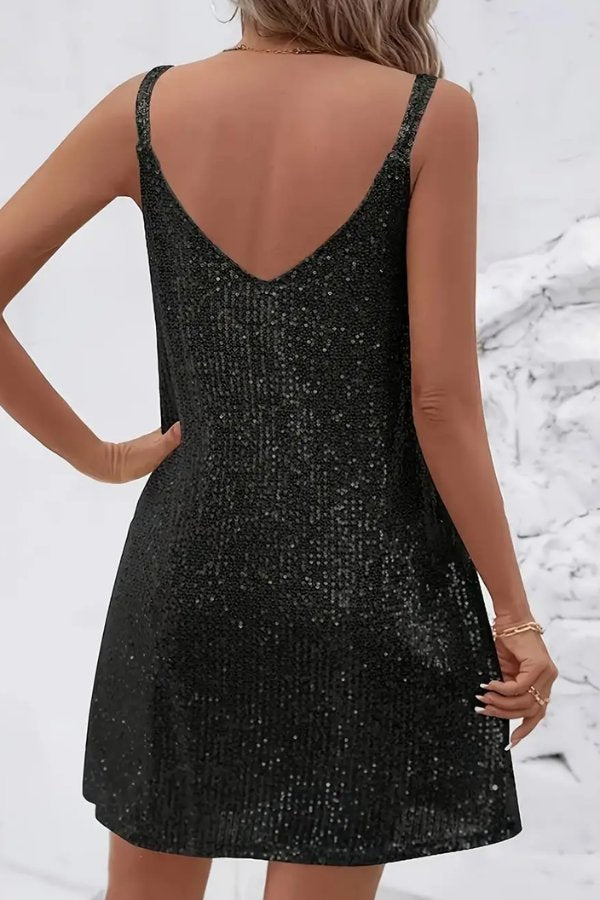 Women's Sequin Sleeveless Evening Mini Dress