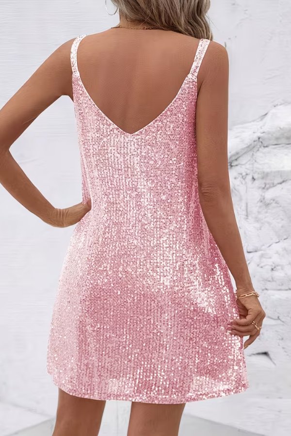 Women's Sequin Sleeveless Evening Mini Dress