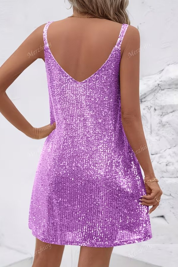 Women's Sequin Sleeveless Evening Mini Dress