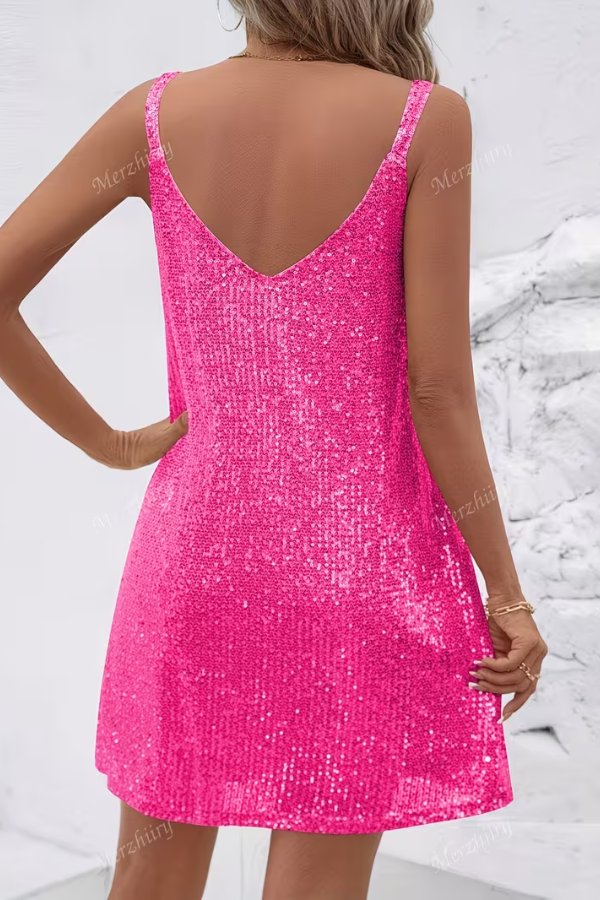 Women's Sequin Sleeveless Evening Mini Dress