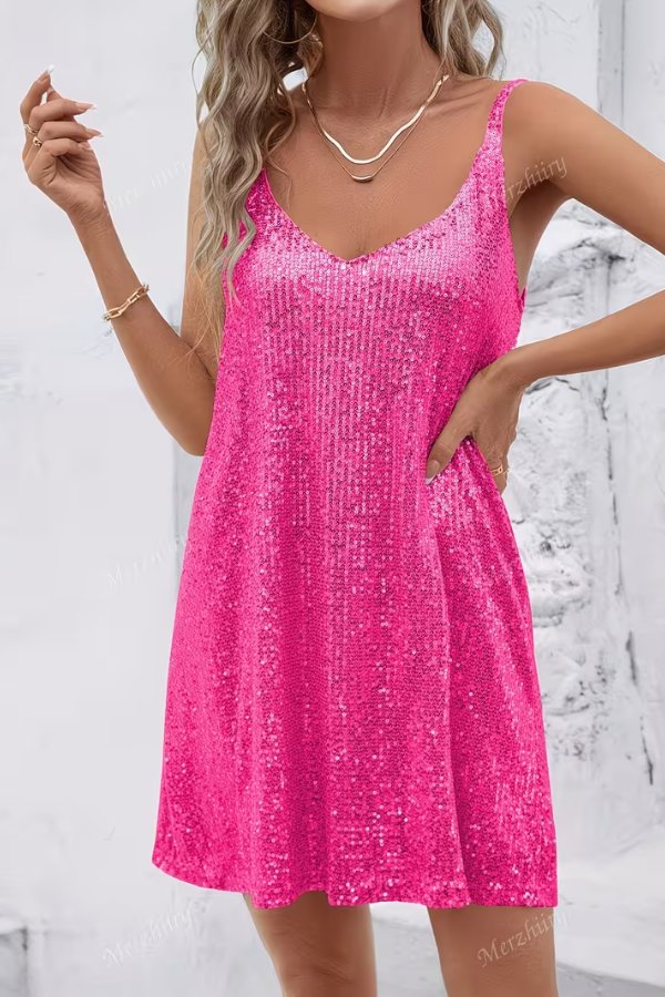 Women's Sequin Sleeveless Evening Mini Dress