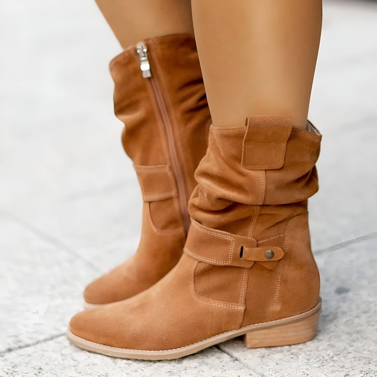 Women's Faux Suede Slouchy Mid-Calf Boots